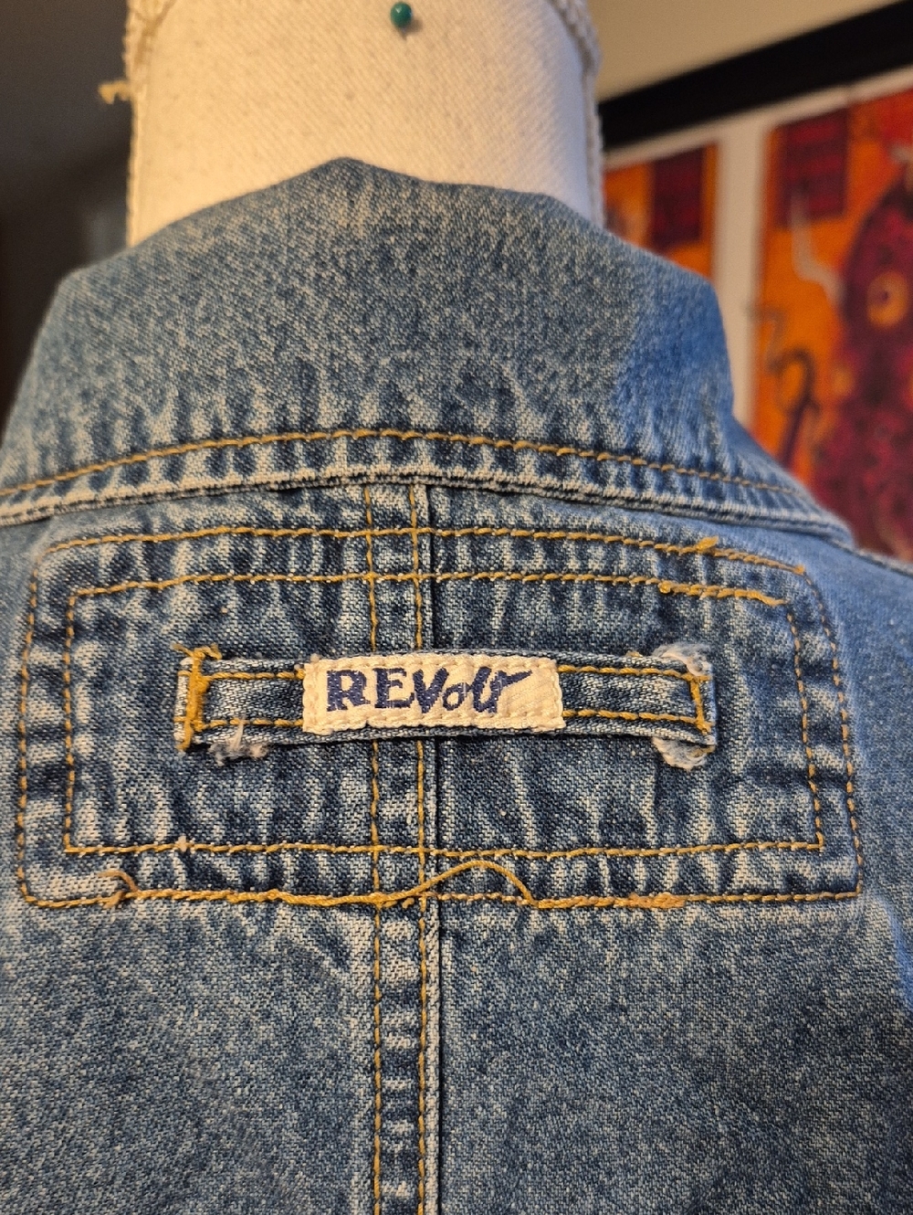 Revolt Clothing Company Blue Denim Jean Jacket 6 Pockets - Picture 3 of 9